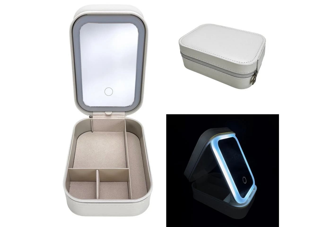 Online-Fuchs Schmuckkasten Travelcase mit LED-Spiegel und Kunstleder - Bild 2