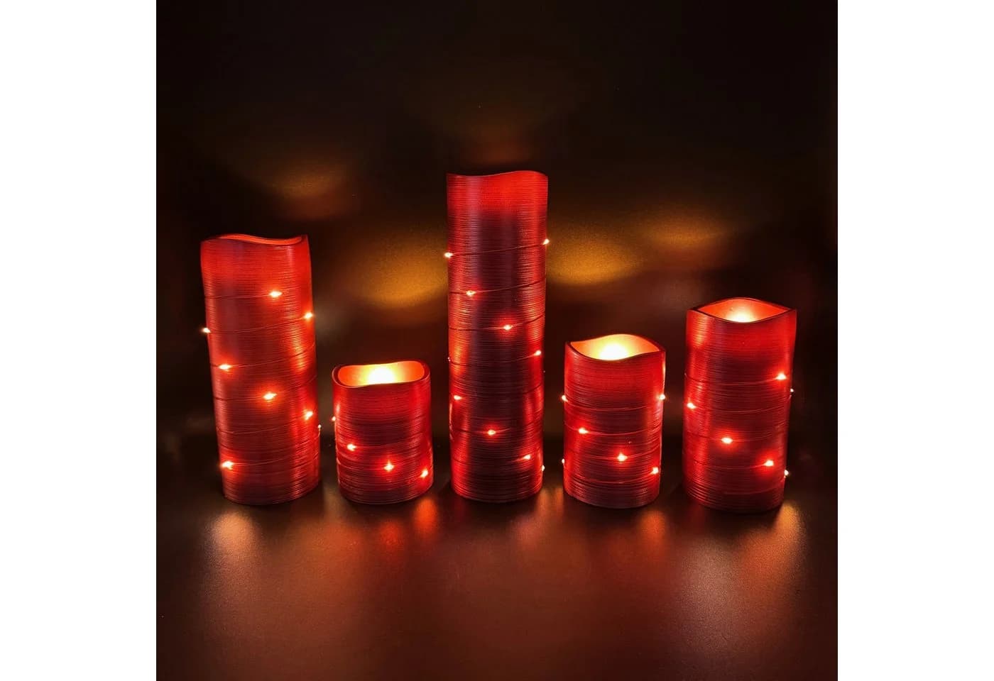 Online-Fuchs LED-Kerze 5er Set Metallic mit Lichterkette & Timer - Bild 2
