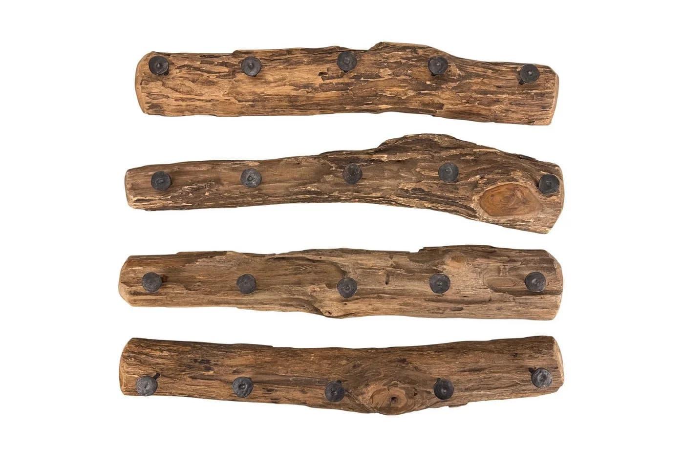 Online-Fuchs Garderobenleiste aus Holz mit 5 schwarzen Metallhaken