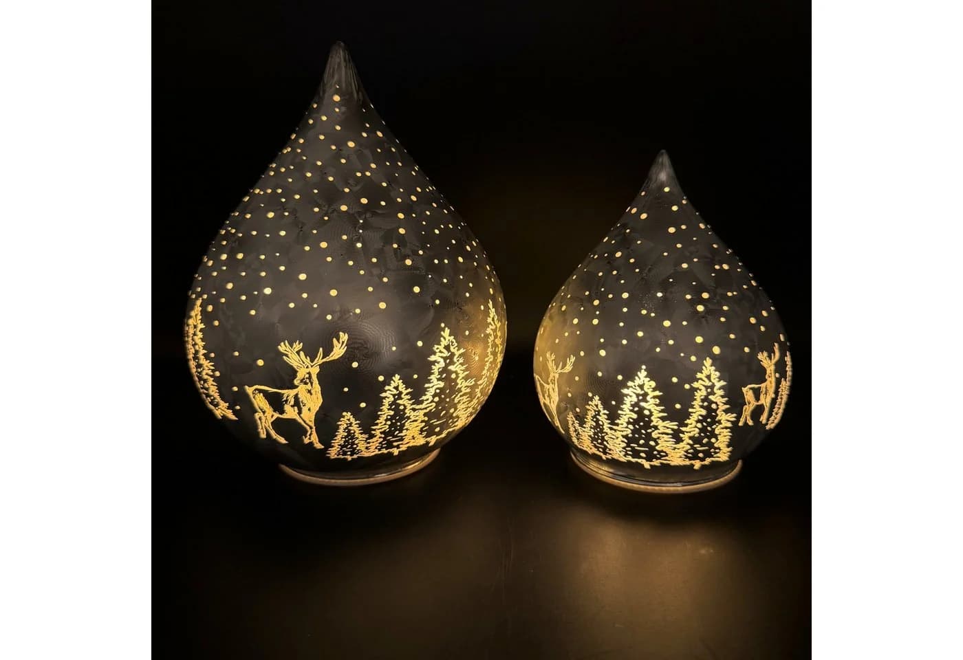 Online-Fuchs LED Dekolicht 2 Glastropfen Frosty-Stil Timer warmweiß - Bild 2