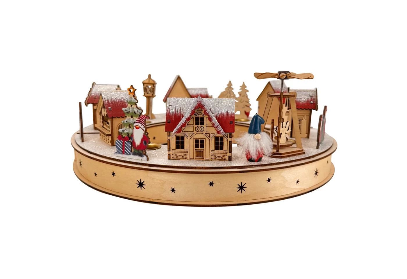 Online-Fuchs Adventskranz Holz mit LED-Beleuchtung & Timer
