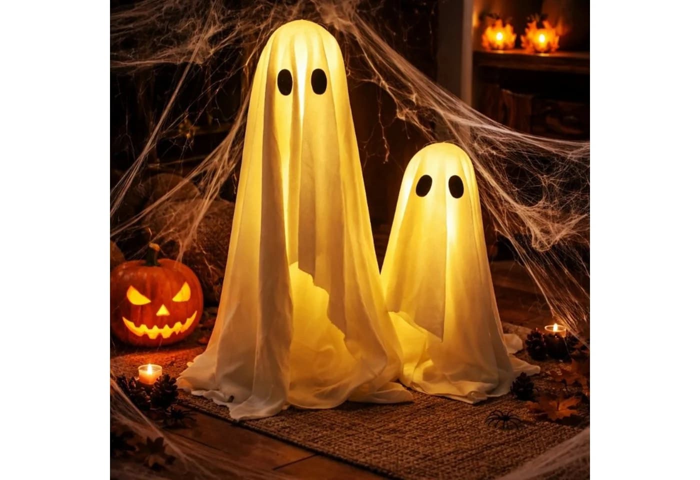 Online-Fuchs Halloween Dekofigur 2 Geister mit LED & Timer - Bild 2