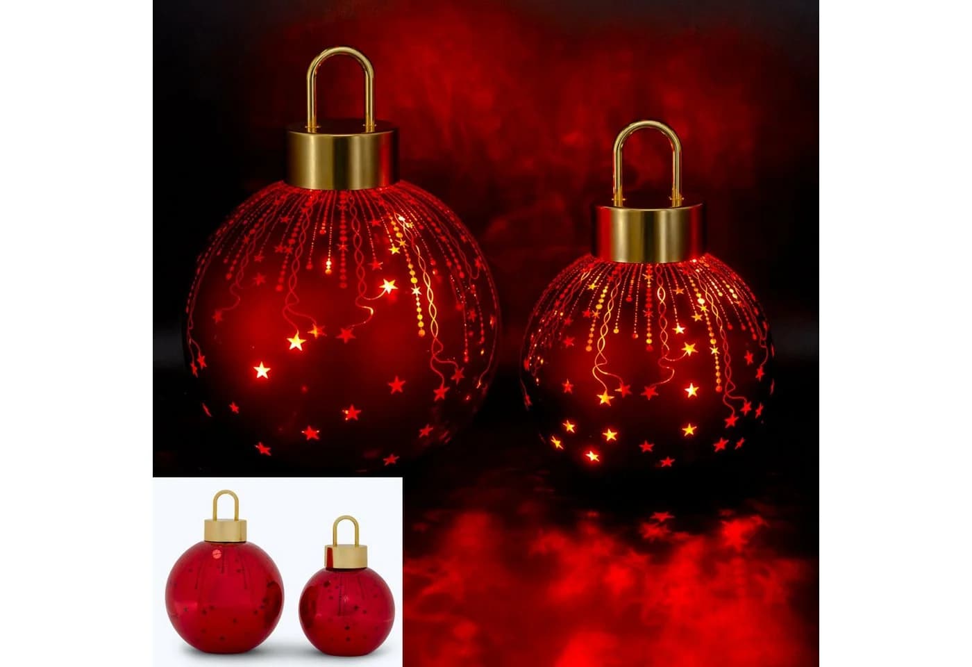 Online-Fuchs LED-Weihnachtskugeln 2er-Set Glas mit Timer