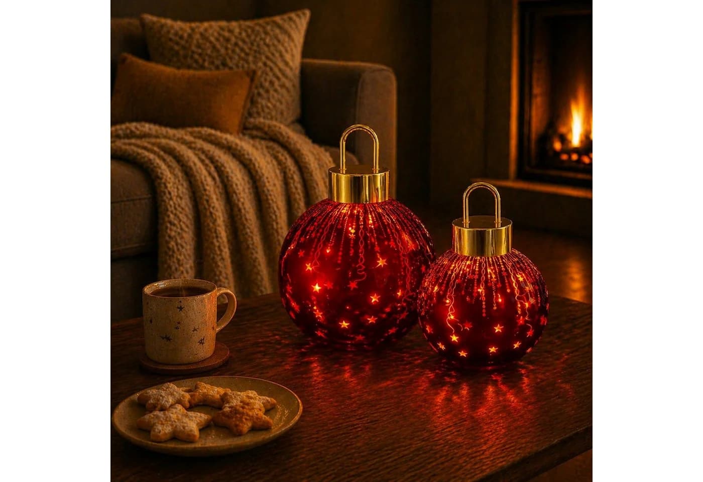 Online-Fuchs LED-Weihnachtskugeln 2er-Set Glas mit Timer - Bild 2
