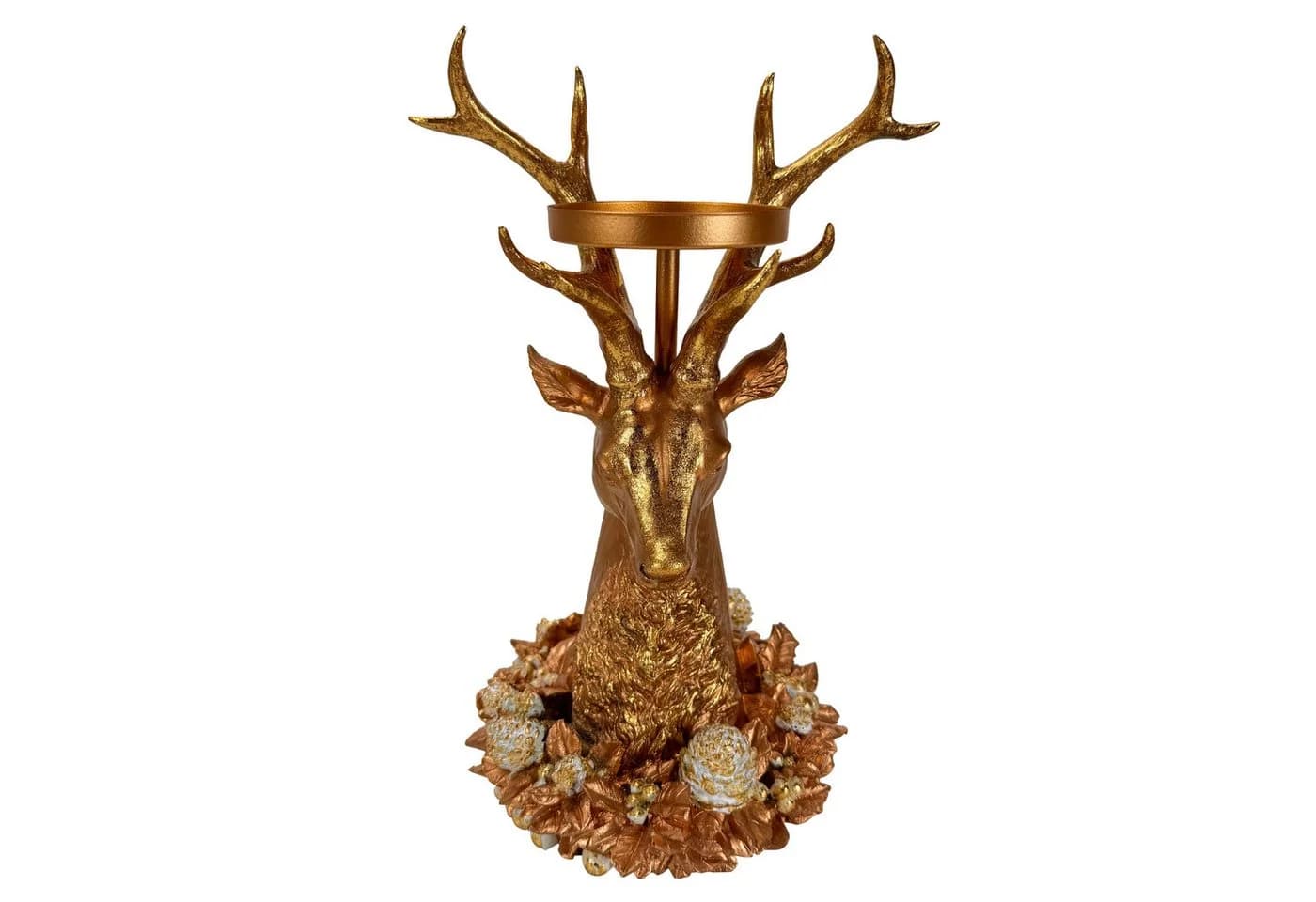 Online-Fuchs Kerzenständer Hirschkopf Gold 29 cm