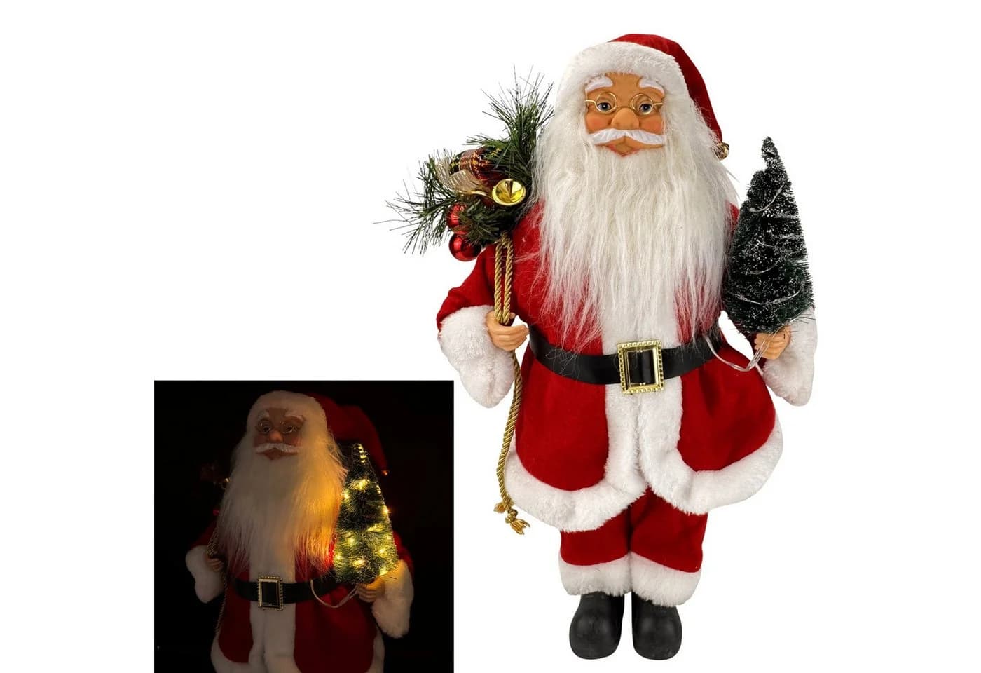 Online-Fuchs Weihnachtsmann mit Tannenbaum und LED-Lichterkette mit Timer - Bild 2