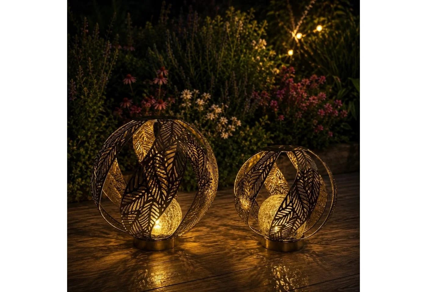 Fuchs LED Solarleuchte 2er-Set Metall & Glas Kugeln warmweiß - Bild 2