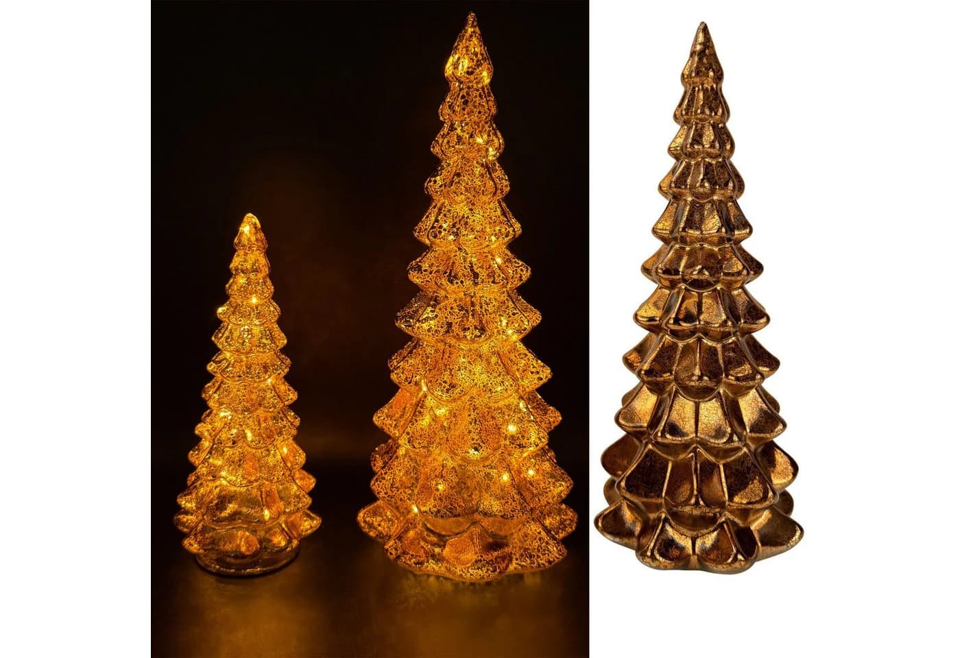 Online-Fuchs LED-Dekofigur Tannenbaum Set aus Glas mit Timer - Bild 2