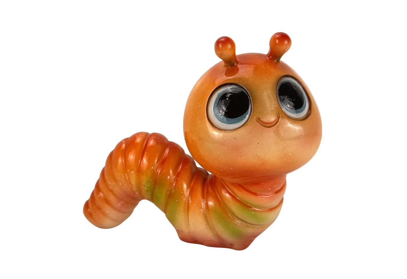 Online-Fuchs Gartenfigur Raupe Regenwurm Orange Grün Kunstharz