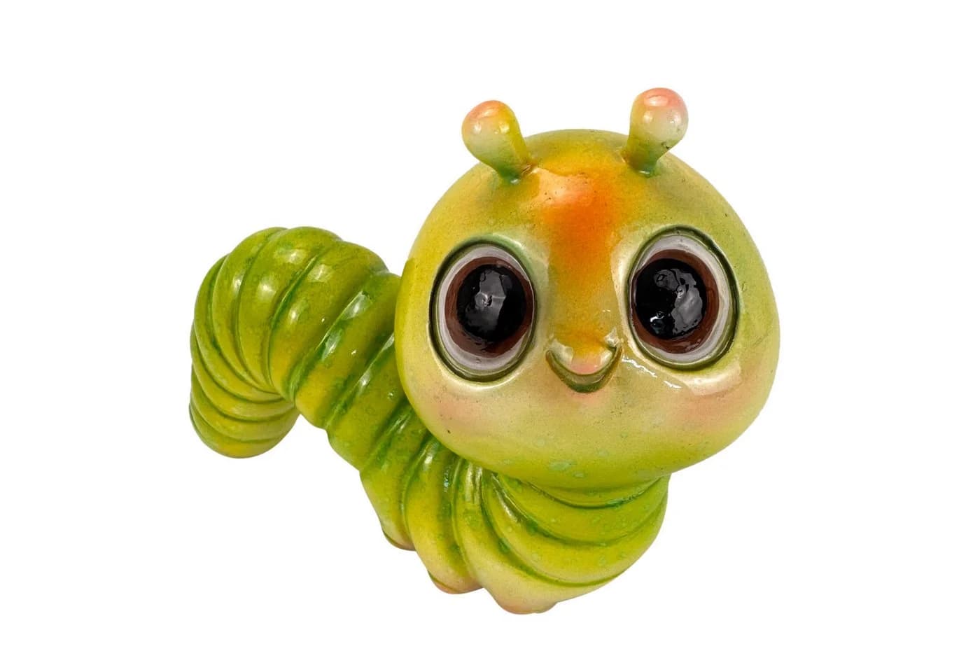 Online-Fuchs Gartenfigur Regenwurm Raupe Grün Orange Kunstharz