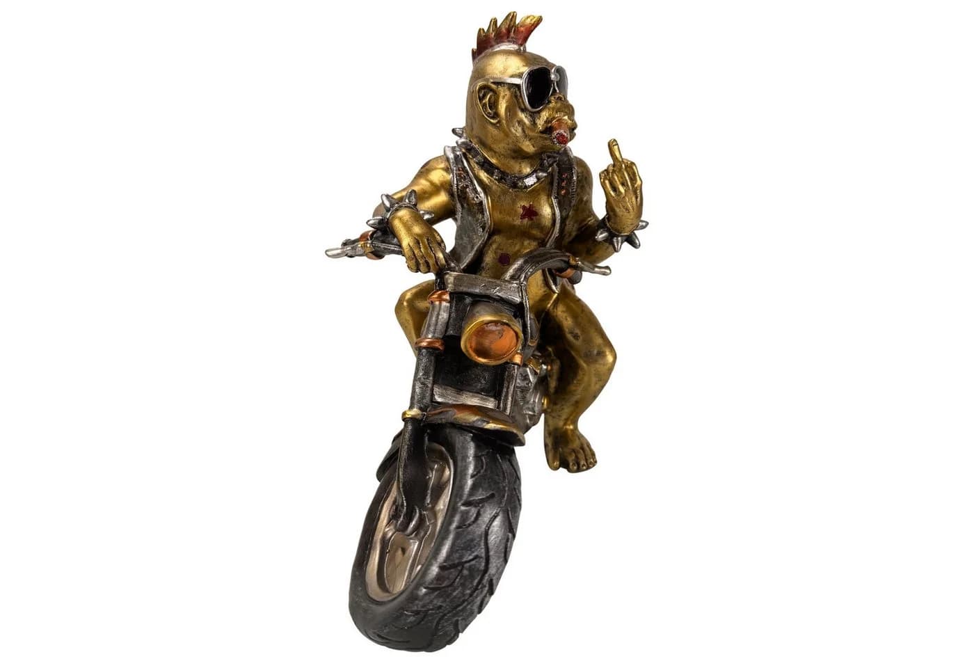 Online-Fuchs Dekofigur Rocker-Affe auf Motorrad Gold/Silber - Bild 4