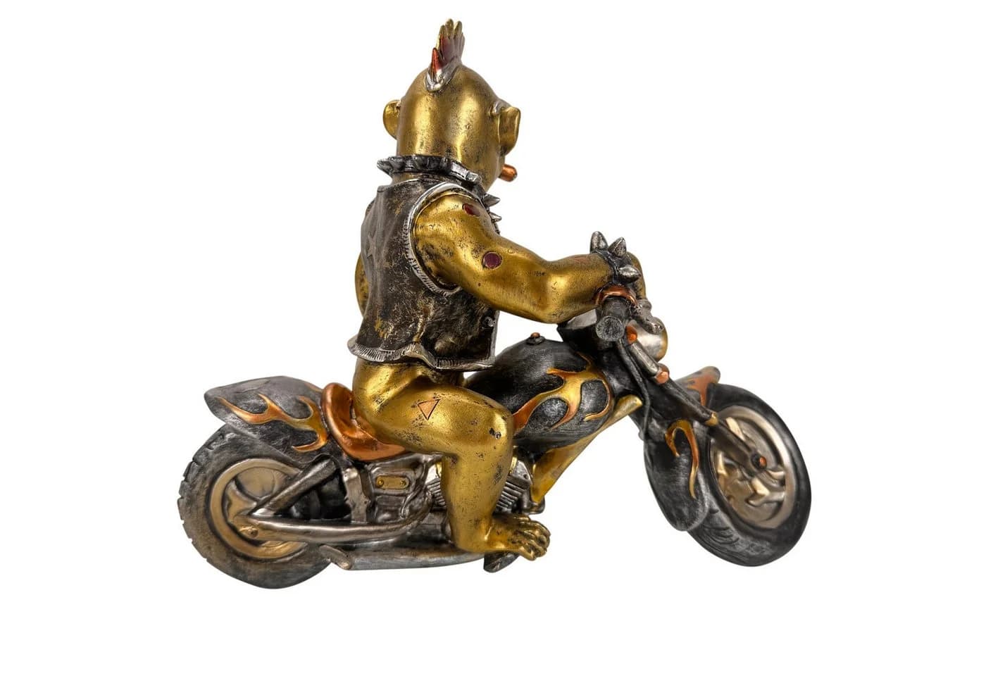 Online-Fuchs Dekofigur Rocker-Affe auf Motorrad Gold/Silber - Bild 5