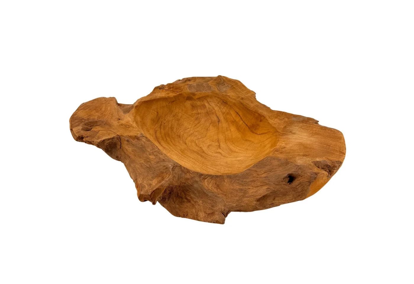 Online-Fuchs Dekoschale XL aus massivem Teakholz, Obstschale rustikal