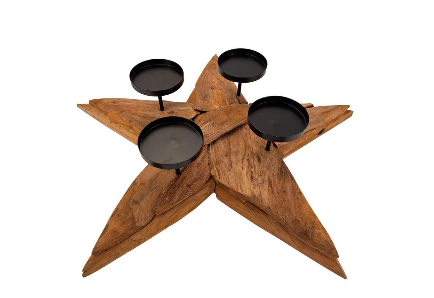 Fuchs Adventskranz STERN Treibholz mit Metallkerzenhaltern, 58 cm