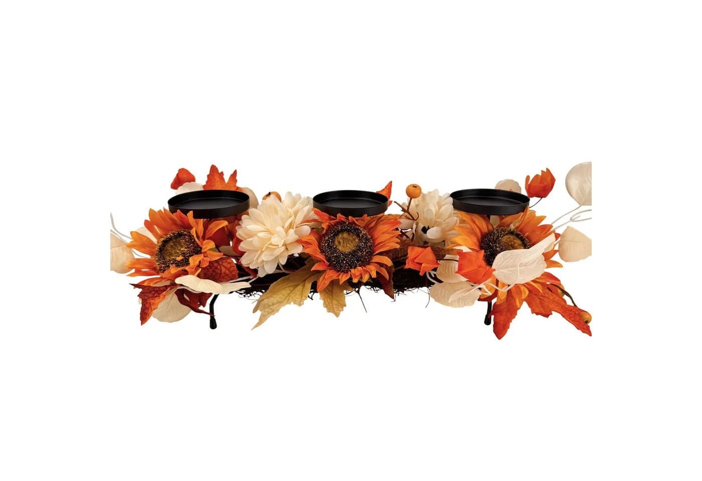 Online-Fuchs Kerzenständer Herbstdeko mit Sonnenblumen & Metallteller