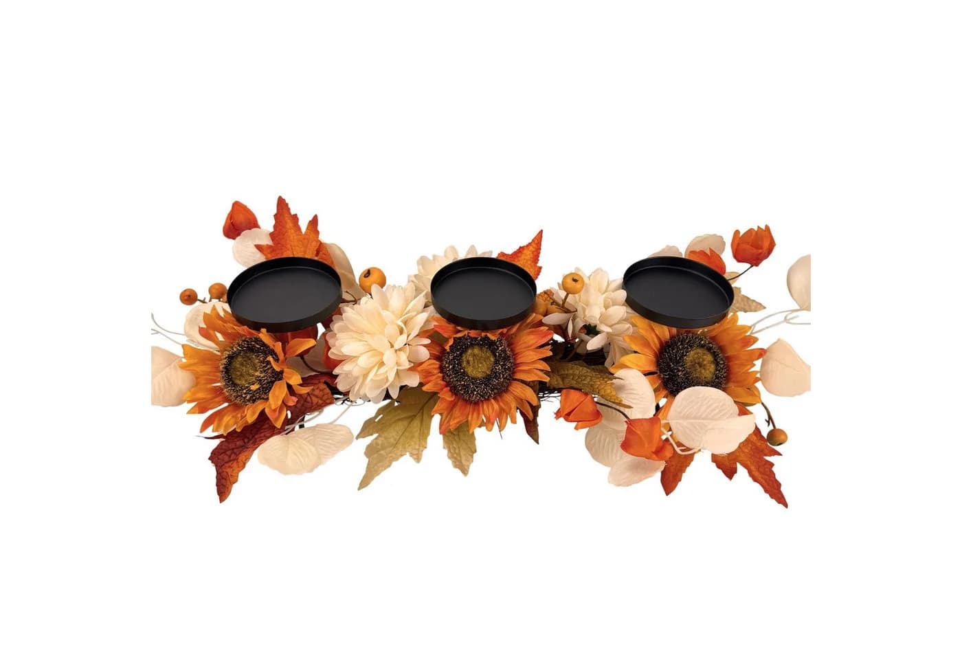 Online-Fuchs Kerzenständer Herbstdeko mit Sonnenblumen & Metallteller - Bild 2