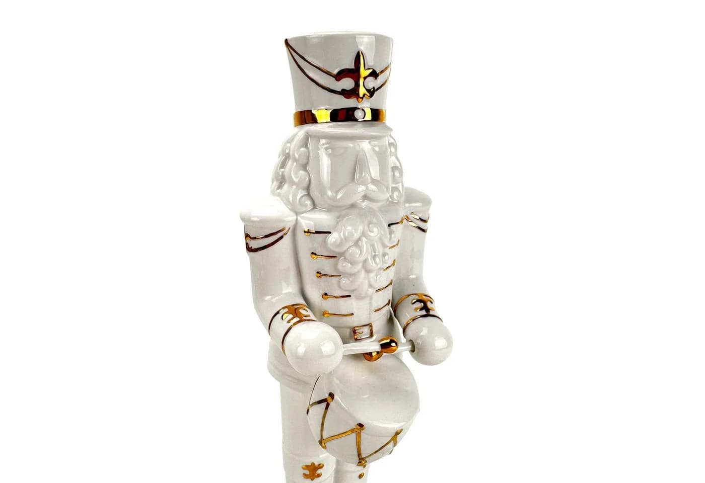 Online-Fuchs LED-Dekofigur Nussknacker Keramik Weiß/Gold - Bild 4