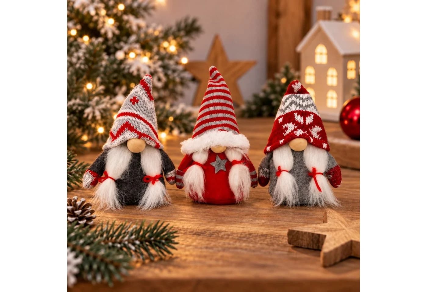 Online-Fuchs Weihnachtswichtel Dekofigur Rot Grau Weiss mit Mütze - Bild 2