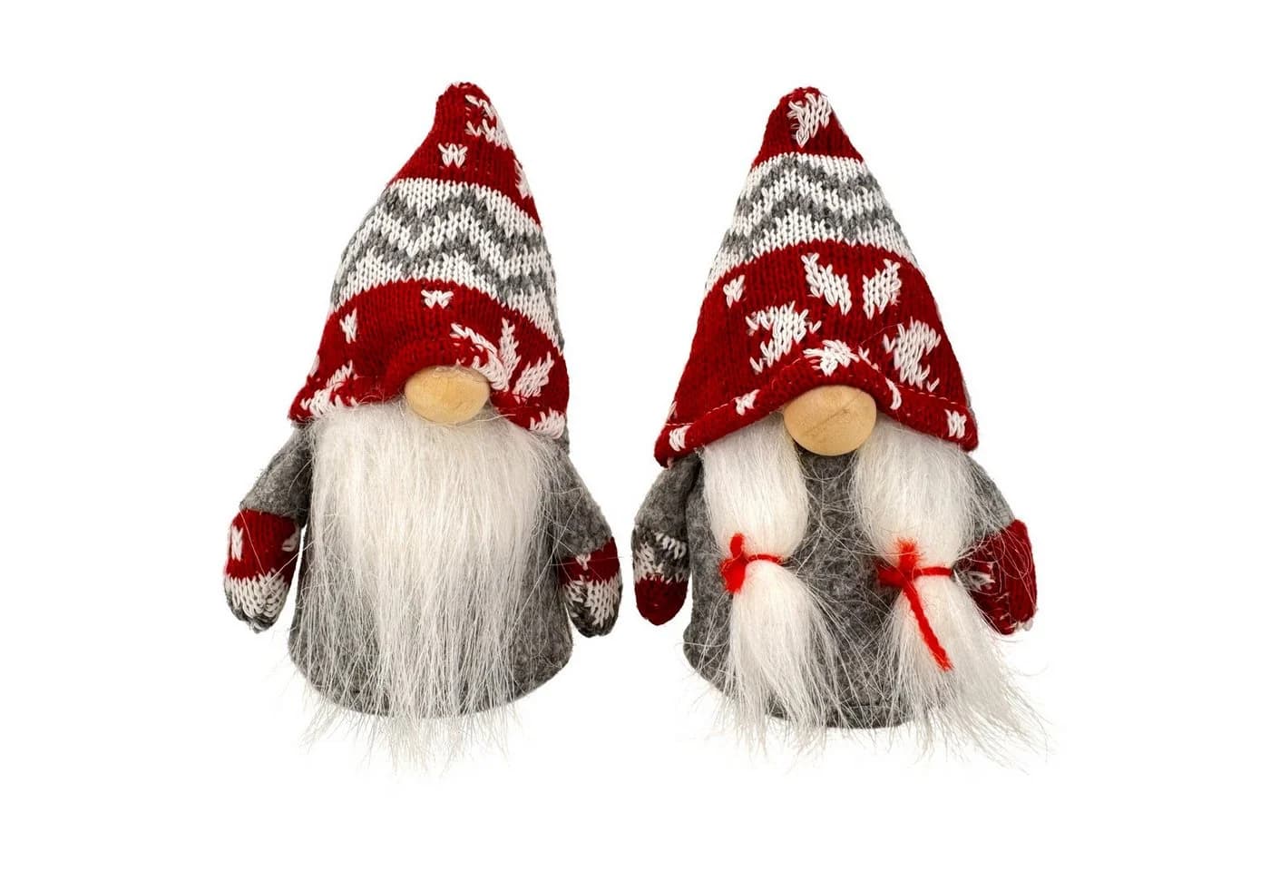 Online-Fuchs Weihnachtswichtel Set 6er Rot Grau Weiß Dekofigur mit Mütze - Bild 3