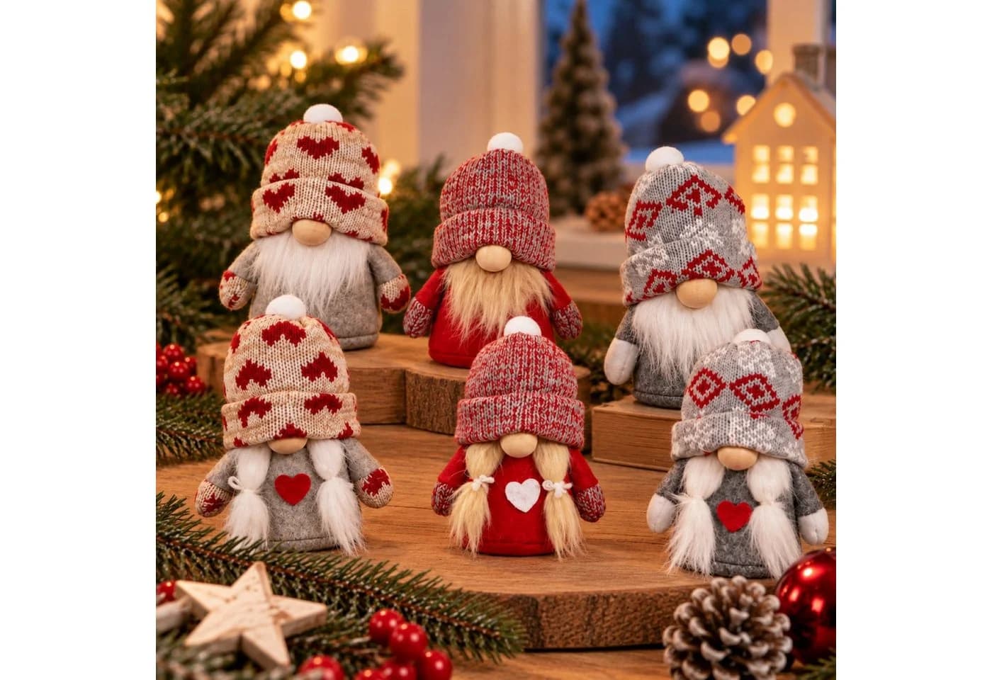 Online-Fuchs Dekofigur kleine Weihnachtswichtel Rot Grau Weiss - Bild 2