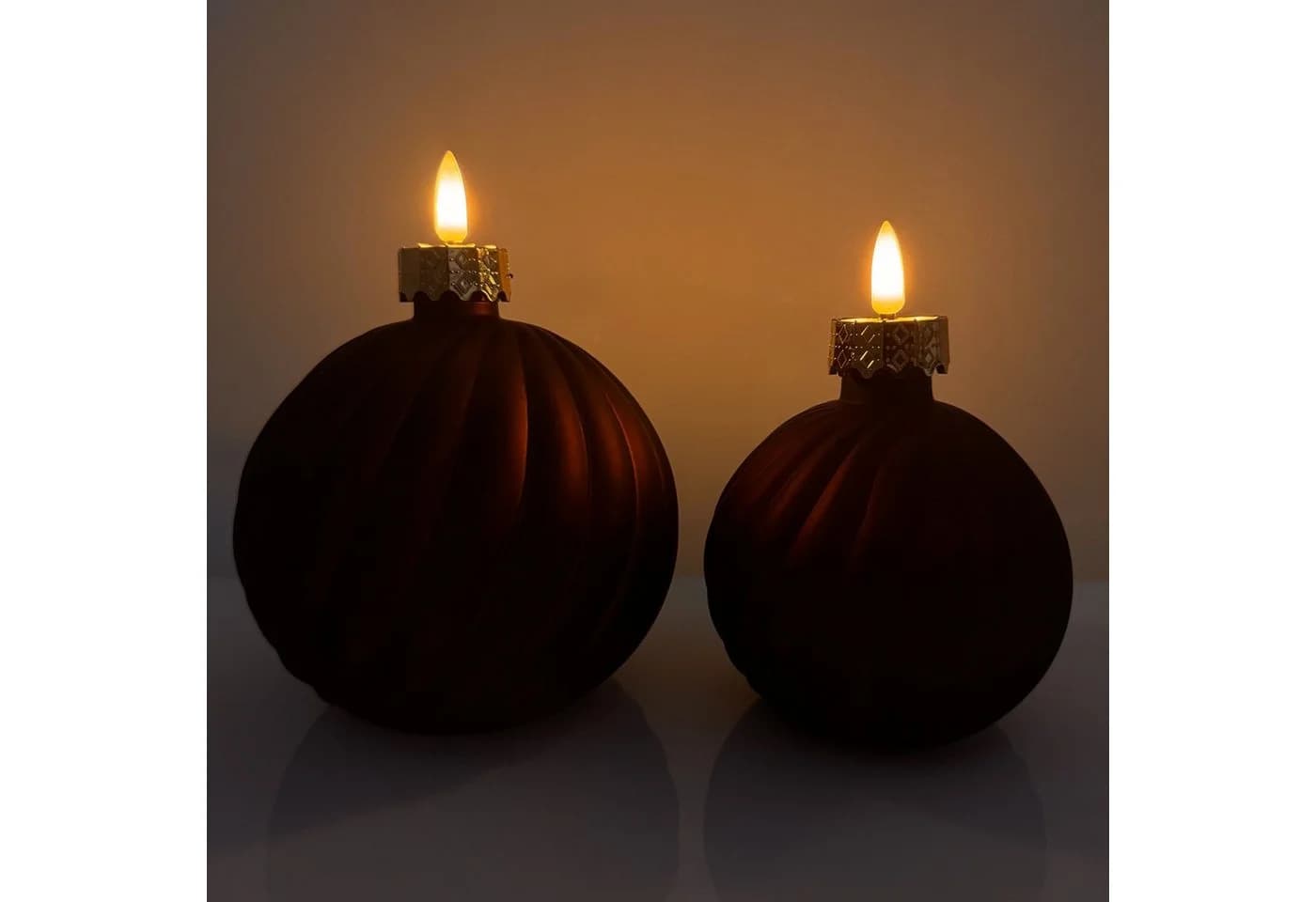 Online-Fuchs LED-Kerze Weihnachtskugelform Timer Purpur Lila Glas - Bild 4