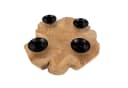 Online-Fuchs Adventskranz Teakholz Baumscheibe mit 4 schwarzen Metallhaltern Bild 1