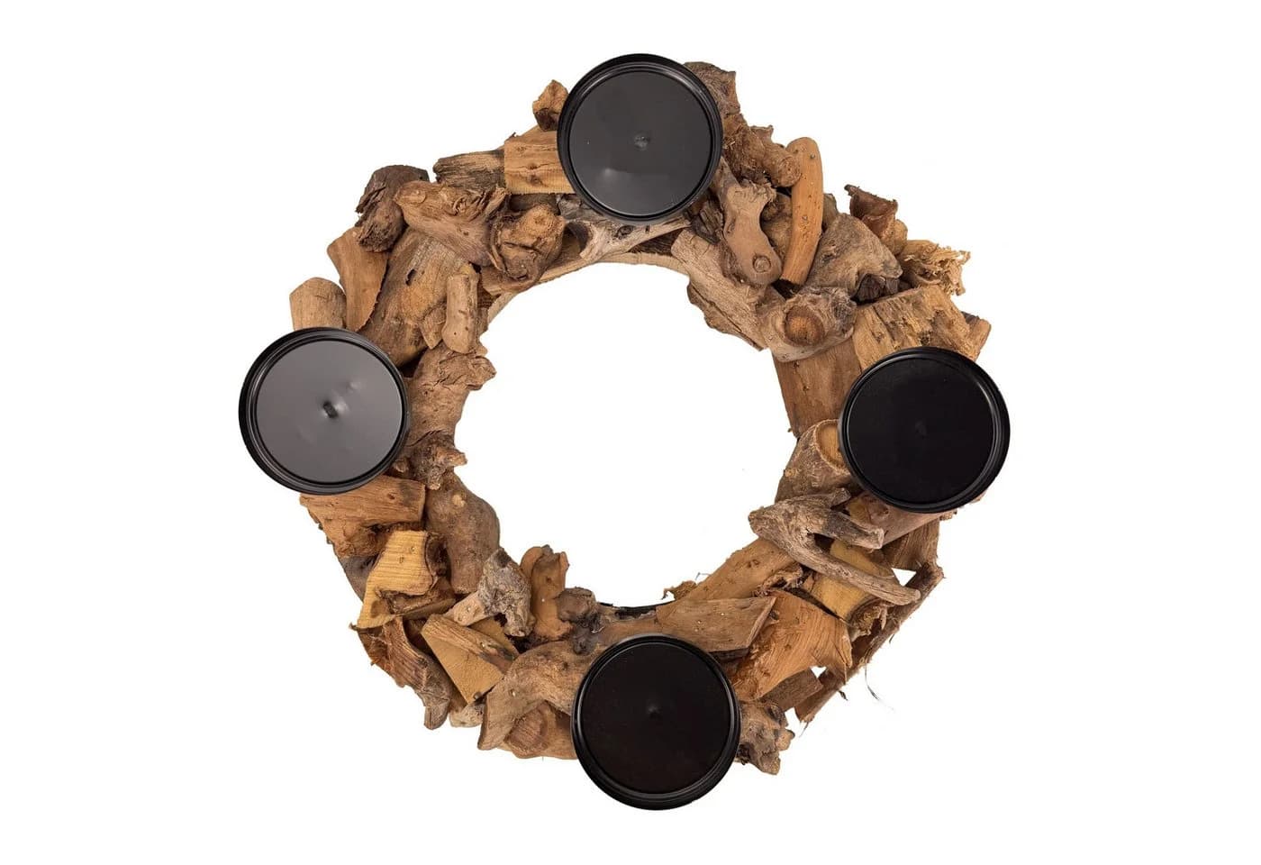 Online-Fuchs Adventskranz Treibholz Look mit Metall-Kerzenhaltern - Bild 3