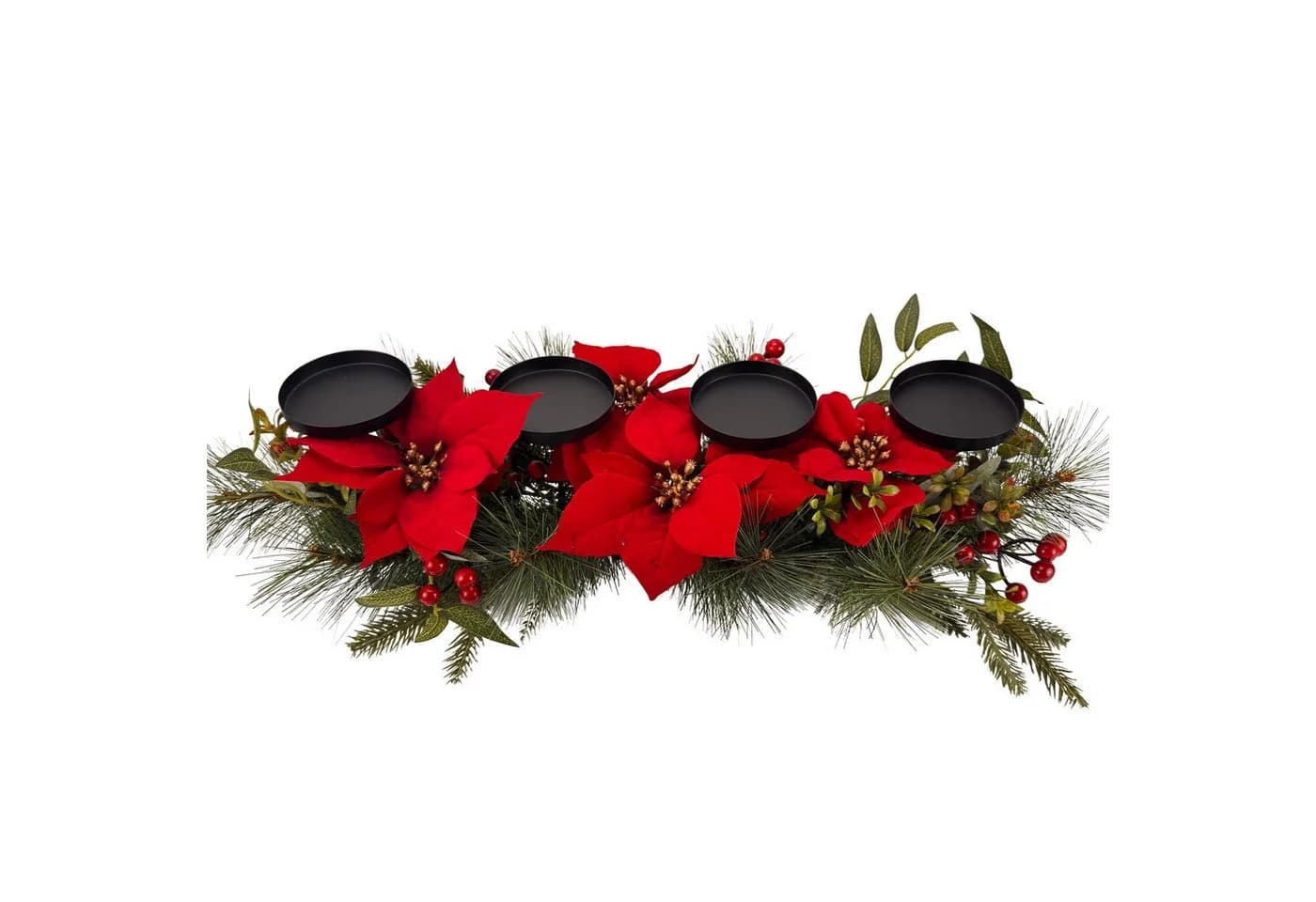 Online-Fuchs Adventskranz länglich mit Weihnachtssternen und Metall Haltern - Bild 2