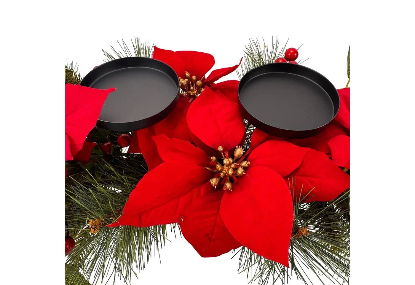 Online-Fuchs Adventskranz länglich mit Weihnachtssternen und Metall Haltern - Bild 3