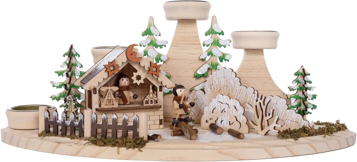 OTTO home Teelichthalter Weihnachtsdeko Winterlandschaft aus Holzwerkstoff