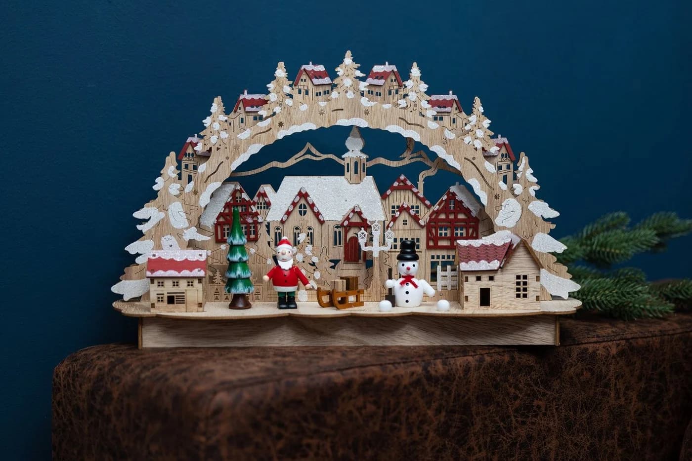 Myflair LED Schwibbogen Weihnachtsdeko Beige/Rot Holz - Bild 3