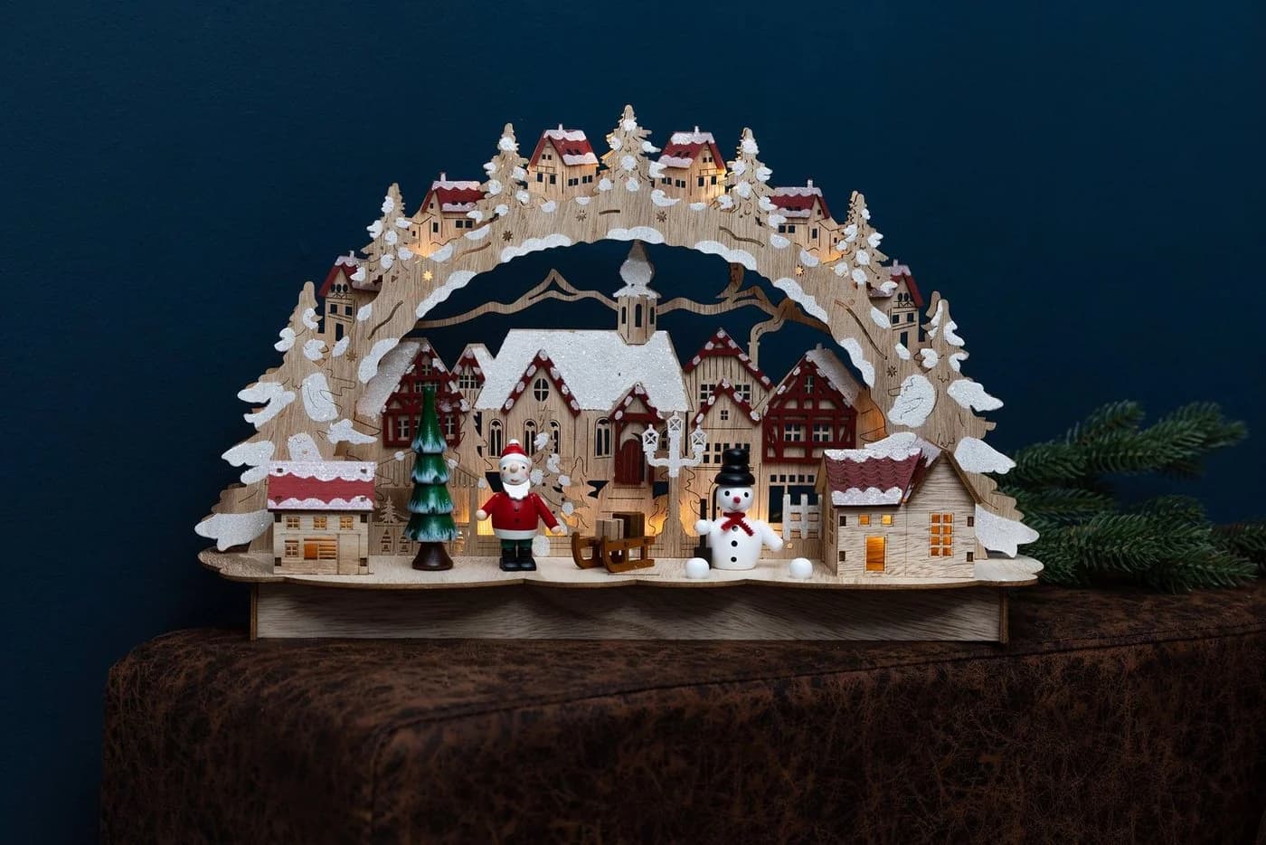 Myflair LED Schwibbogen Weihnachtsdeko Beige/Rot Holz - Bild 4