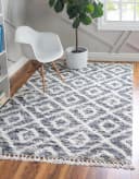 MyFlair Hochflor-Teppich Top Shag Grau/Elfenbein Rauten Design Bild 2