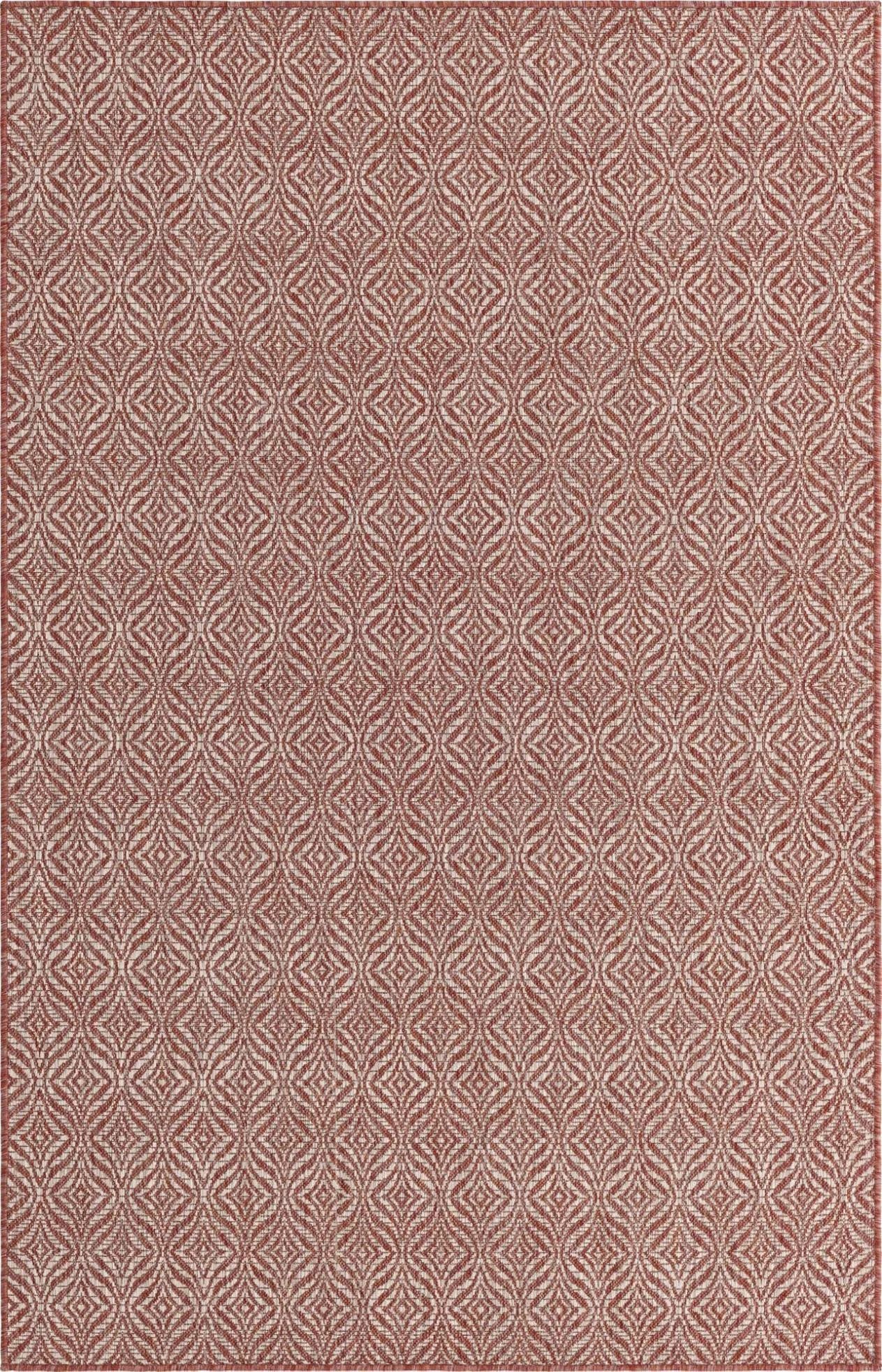 MyFlair Teppich Outdoor Crosses Rautenmuster Rostrot/Elfenbein