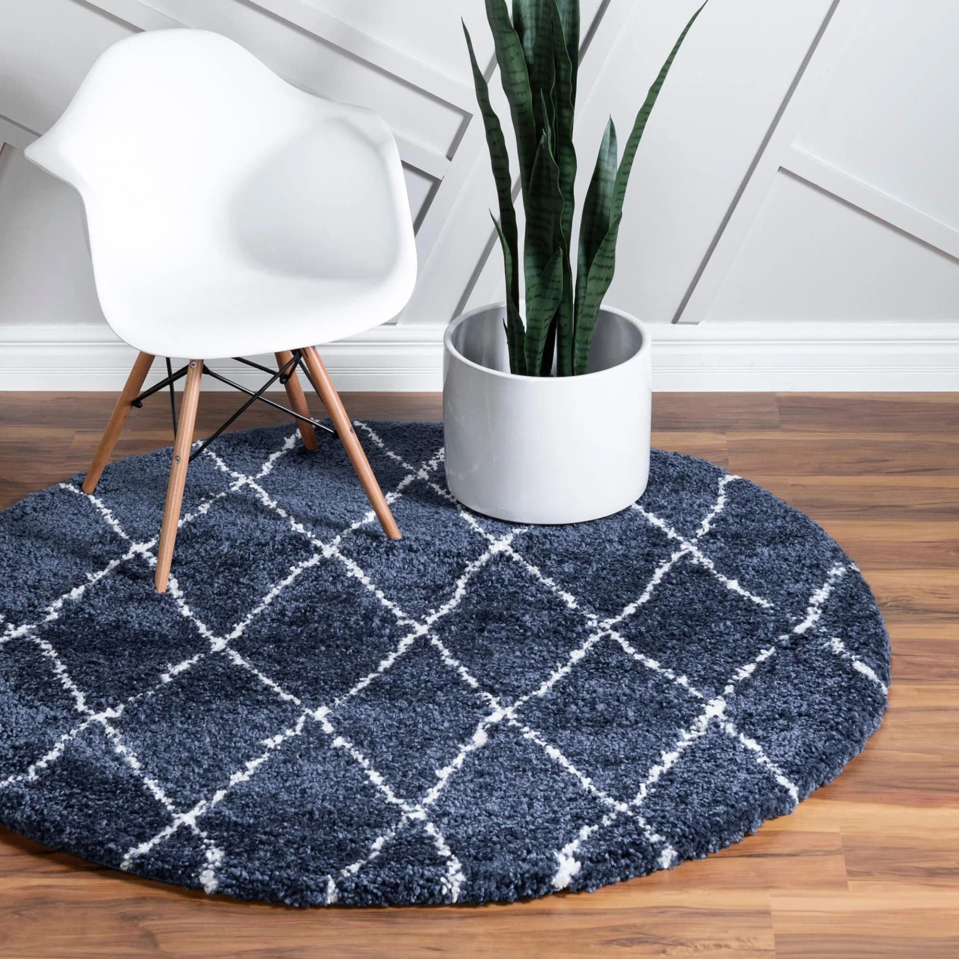 Hochflor-Teppich Temara Shag Marineblau/Elfenbeinfarben MyFlair