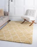 MyFlair Hochflor-Teppich Temara Shag Gelb/Elfenbein Rauten Design Bild 2
