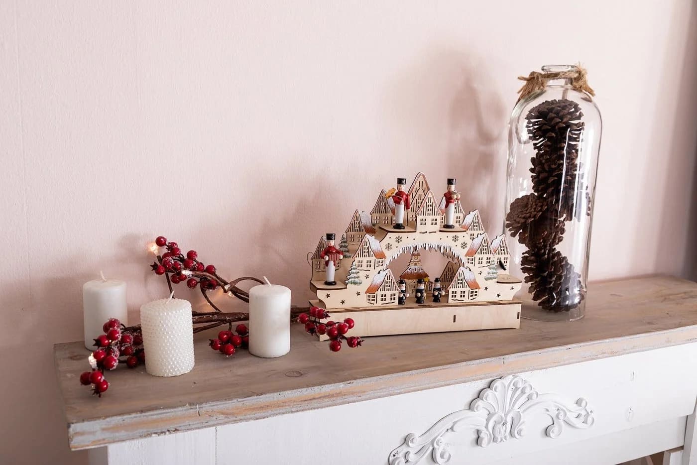 OTTO home LED Schwibbogen Weihnachtsdeko Beige Holz - Bild 4