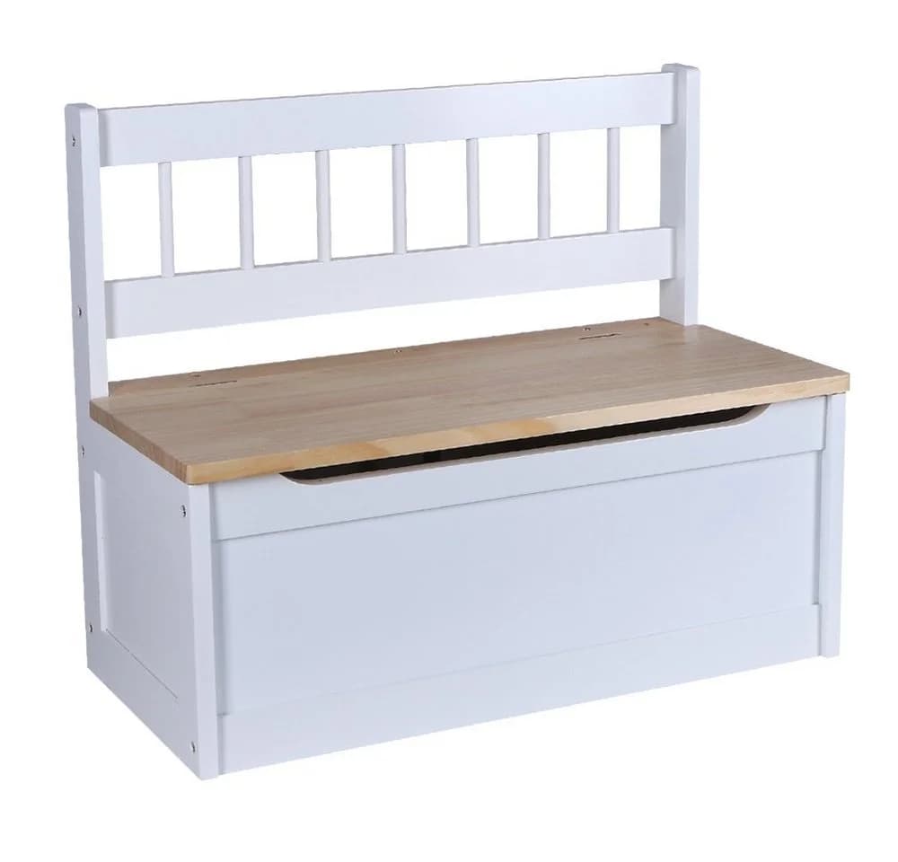 Home4Living Sitztruhe Kindersitztruhe Truhenbank weiß Spielzeugtruhe Sitzbank mit Stauraum und Deckelbremse - Bild 2