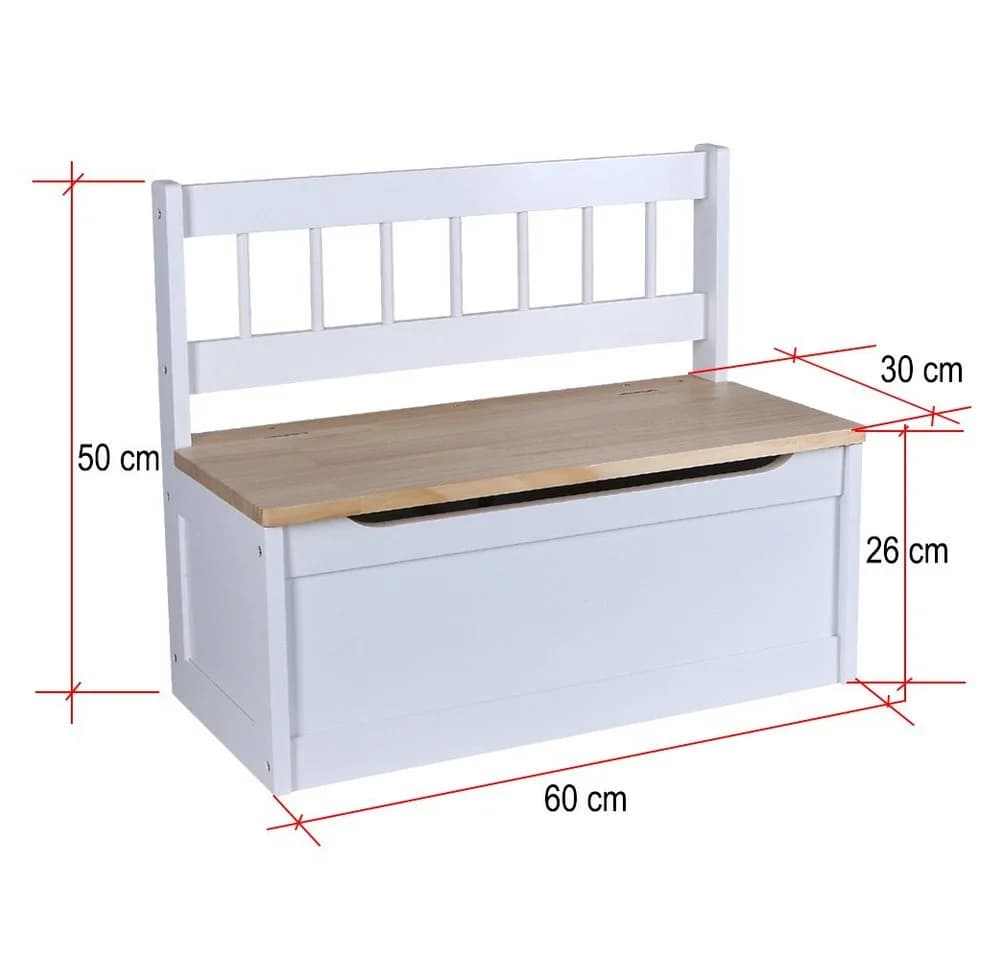 Home4Living Sitztruhe Kindersitztruhe Truhenbank weiß Spielzeugtruhe Sitzbank mit Stauraum und Deckelbremse - Bild 3