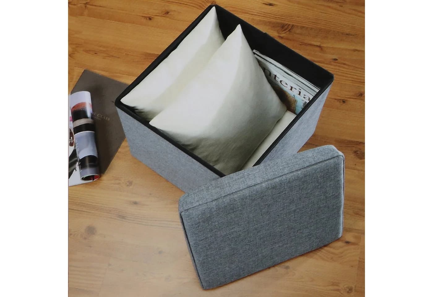 Home4Living Sitztruhe faltbar mit Stauraum grau/orange - Bild 3