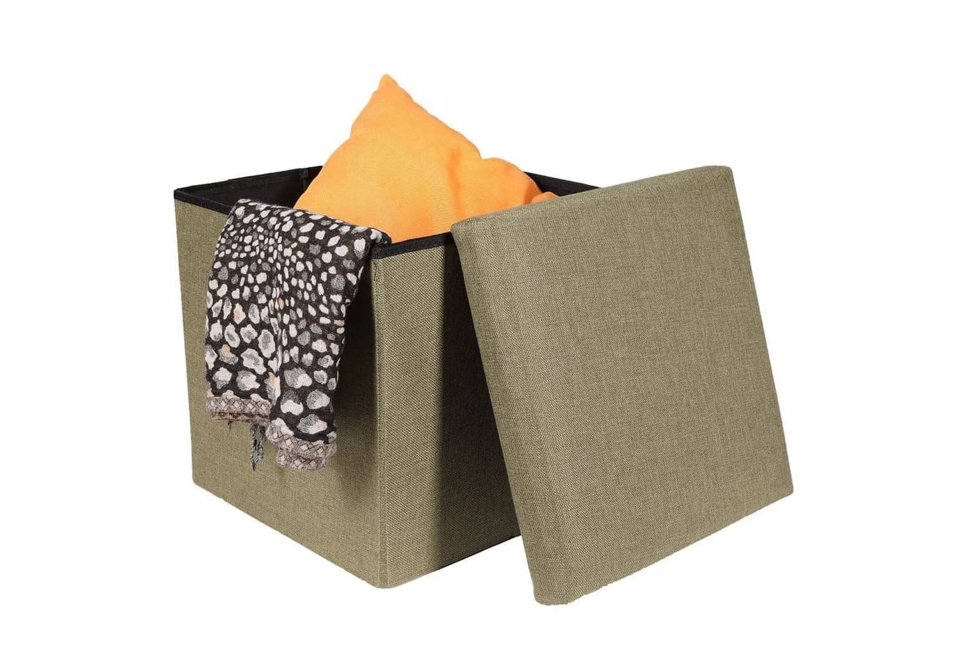 Home4Living Sitztruhe Sitzbox Sitzwürfel Sitzhocker Stoffbox Textilbox Hocker Grün - Bild 3