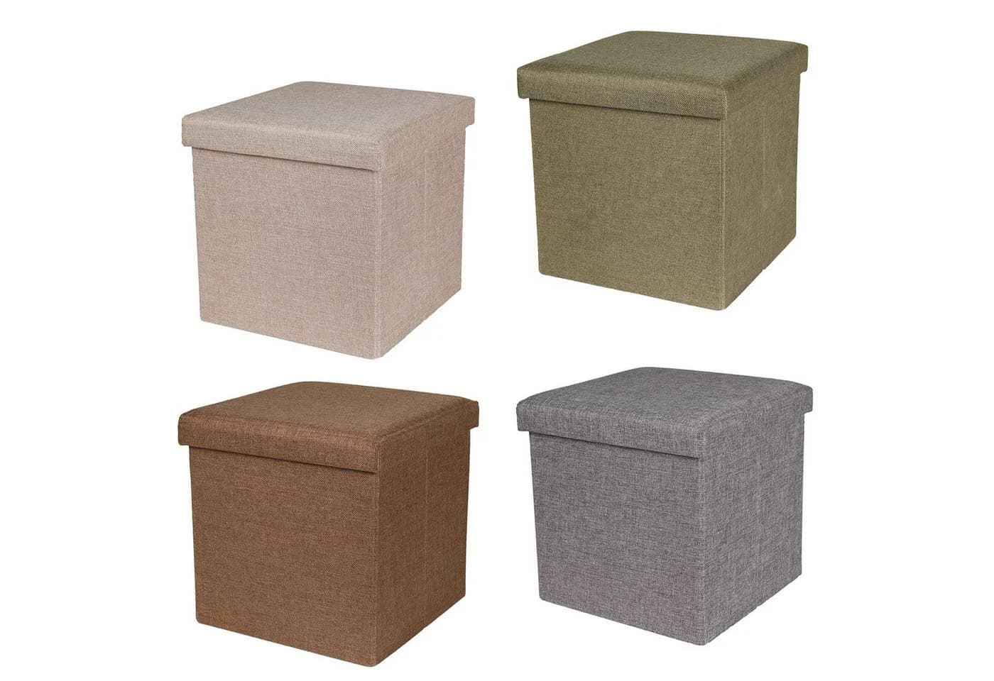 Home4Living Sitztruhe Sitzbox Sitzwürfel Sitzhocker Stoffbox Textilbox Hocker Grün - Bild 4
