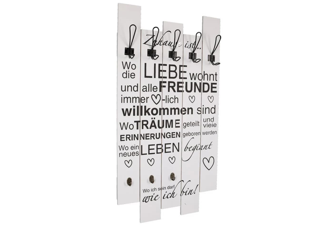 Home4Living Wandgarderobe „Wo die Liebe wohnt“ Weiß Rustikal - Bild 2