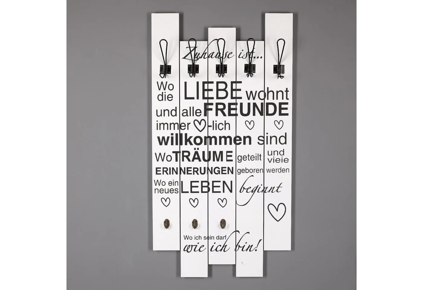Home4Living Wandgarderobe „Wo die Liebe wohnt“ Weiß Rustikal - Bild 3