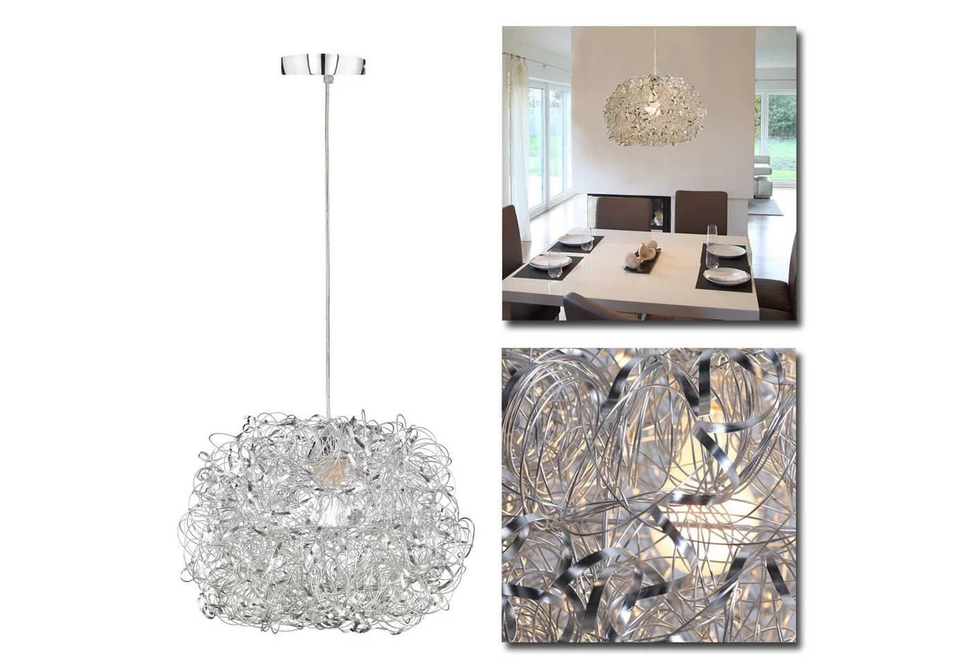 Home4Living Pendelleuchte Silber E27 Modernes Design
