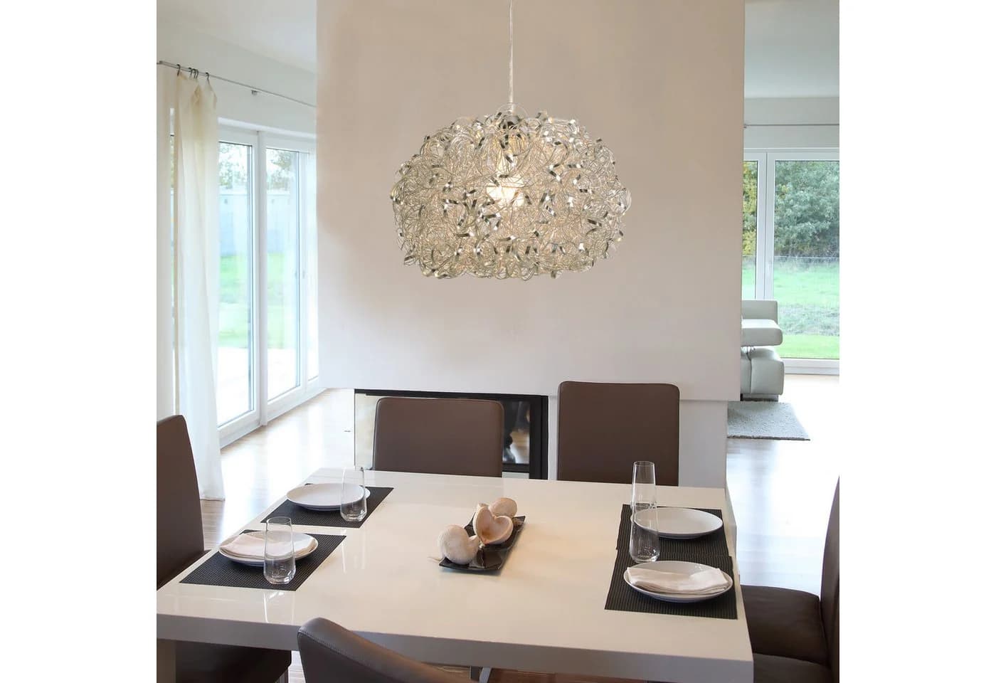 Home4Living Pendelleuchte Silber E27 Modernes Design - Bild 3