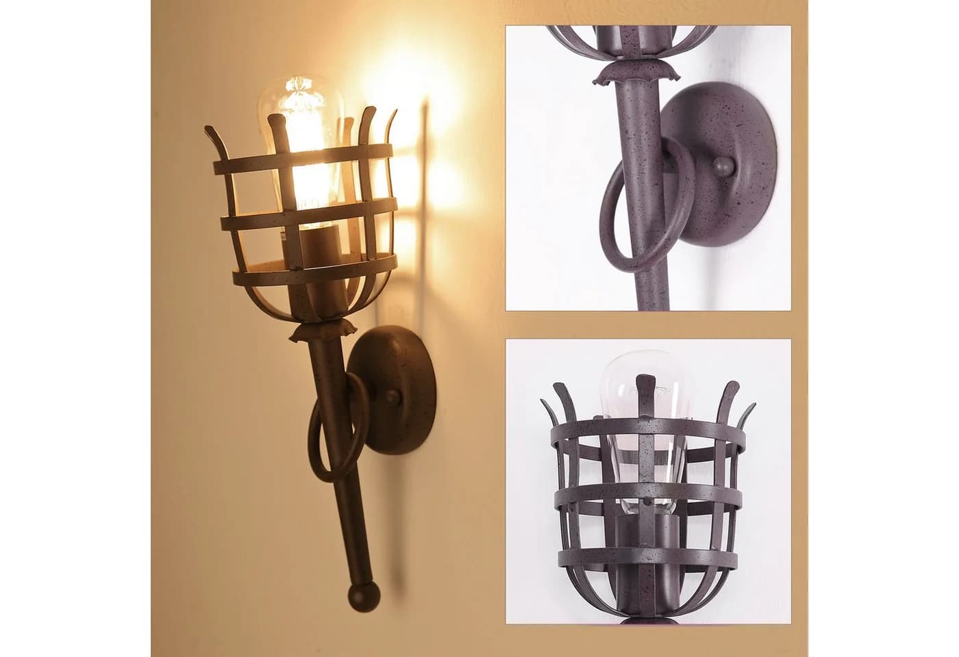 Home4Living Wandleuchte Wandfackel Rustikal Metall - Bild 5