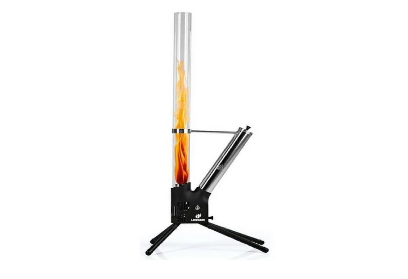 Home4Living Feuerstelle Feuersäule Schwarz Silber Pellet raucharm - Bild 2