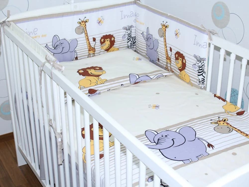 Primawela Babybettwäsche Set 6-tlg. Safari Beige mit Himmel & Nestchen