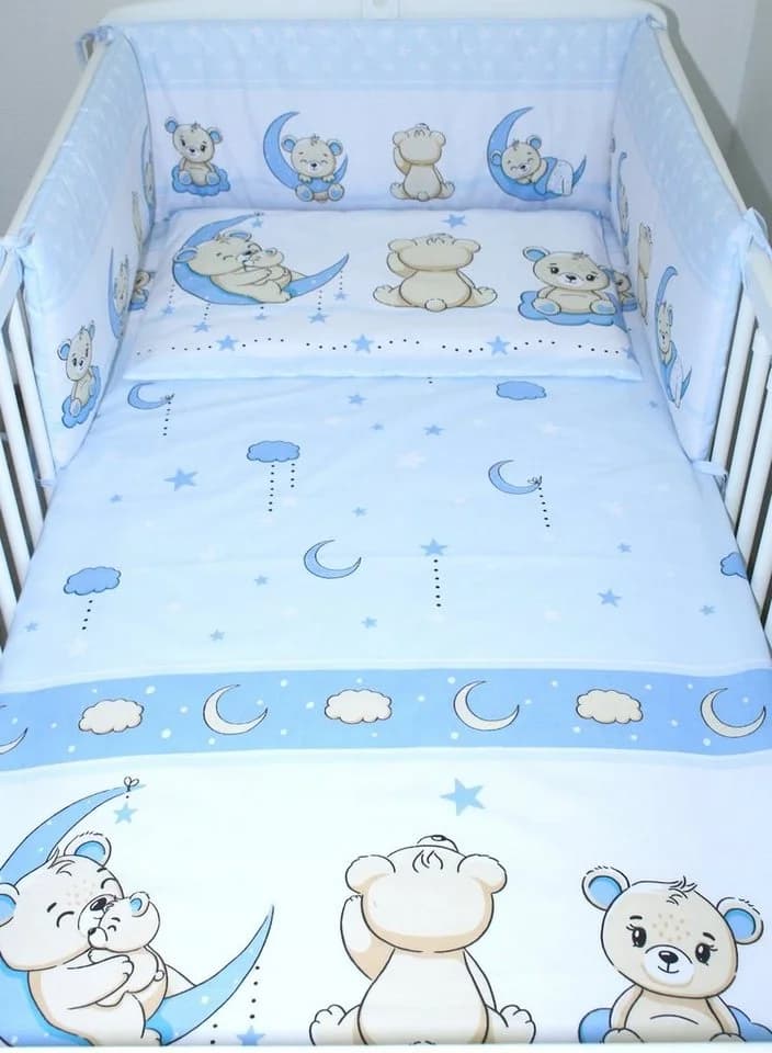 Primawela Babybettwäsche 6-teiliges Set mit Vollstoff Himmel blau